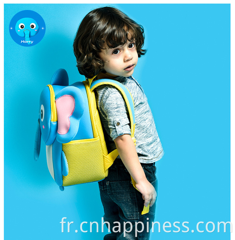 Nom de marque personnalisée Cartoons Blue Elephant Unisexe Kiddies Président sac à dos Smiley Baby Back Pack Toddler Girl Backpack Purse